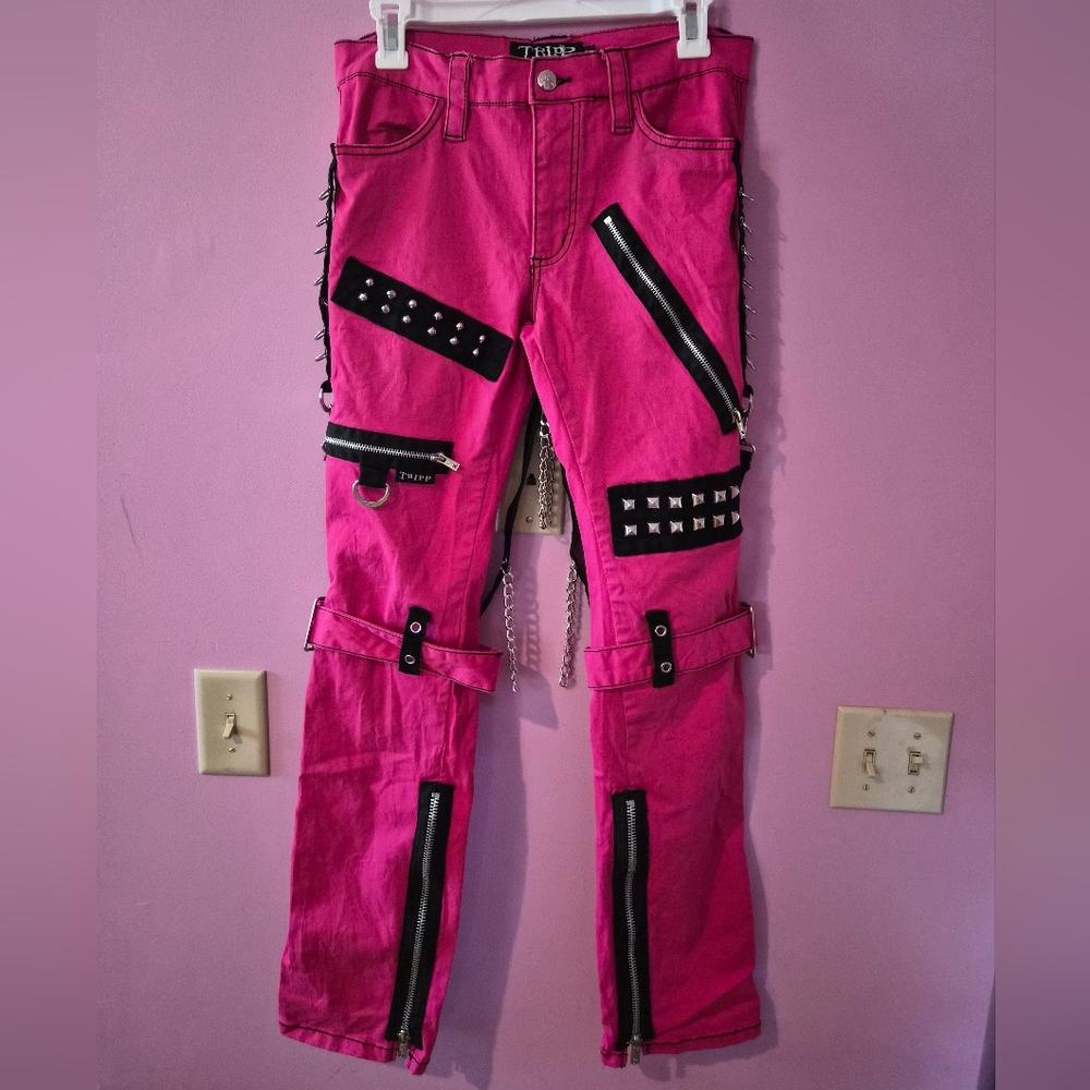 Tripp NYC Hot Pink Straight Leg Jeans with Black Details